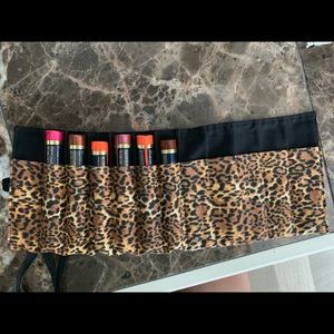 Leopard travel lipstick/ lip gloss organizer